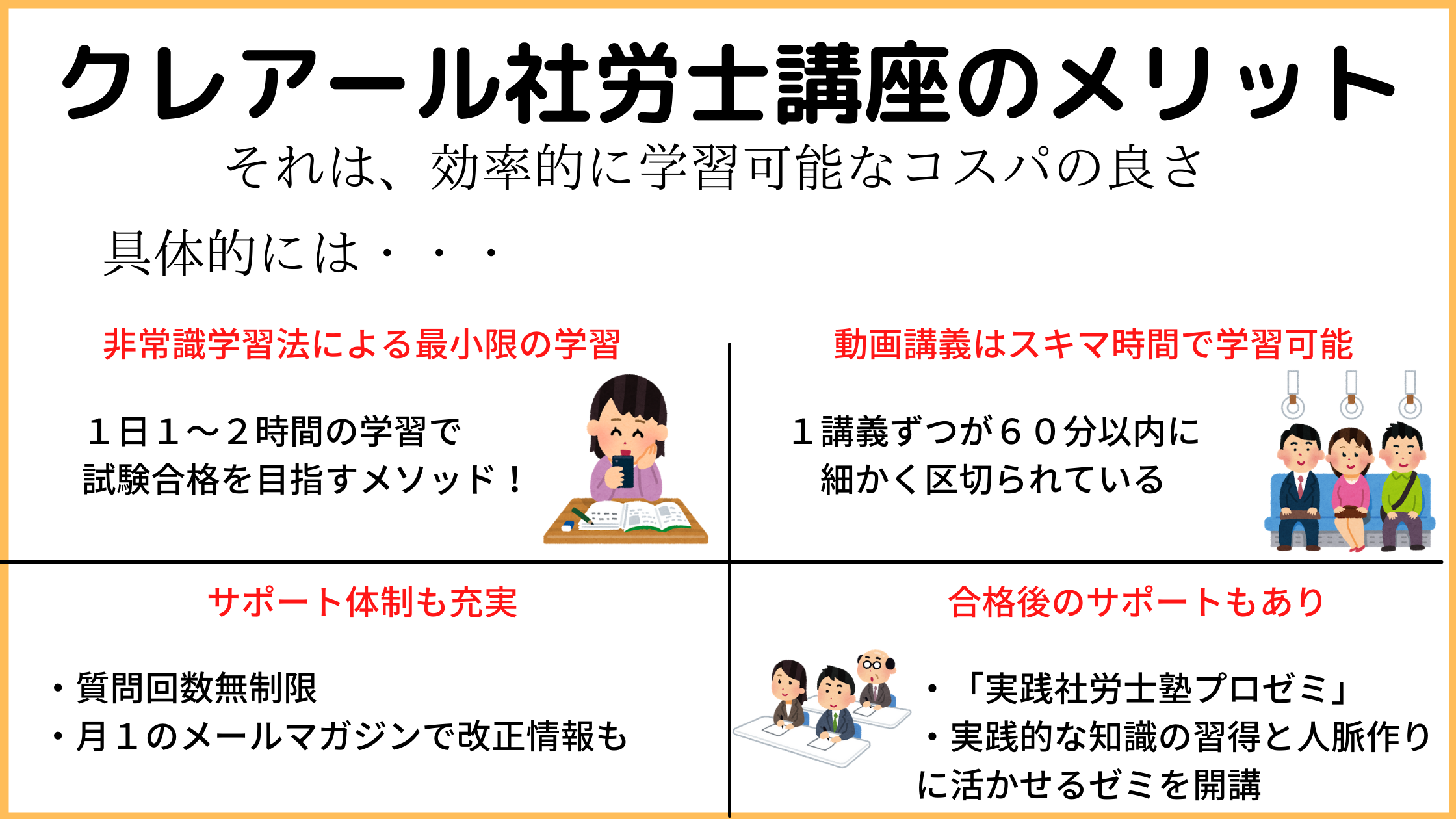 クレアール社労士講座のメリットまとめ