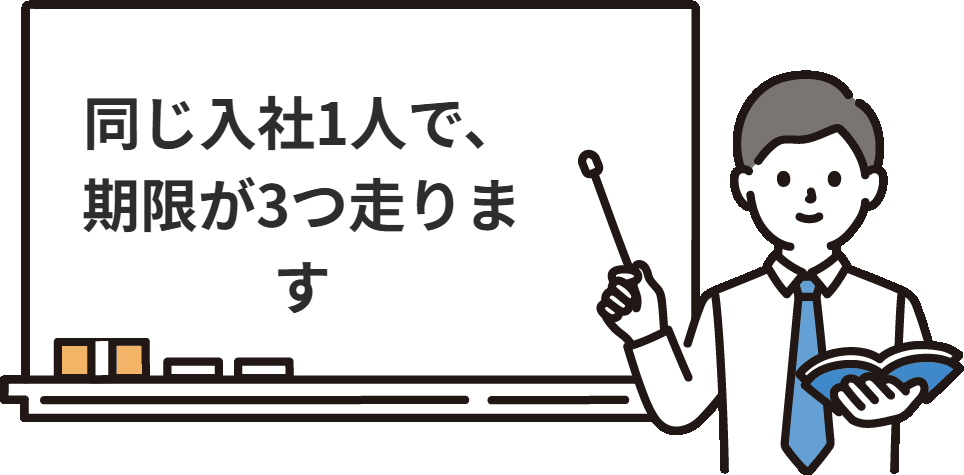 同じ入社1人で、期限が3つ走ります