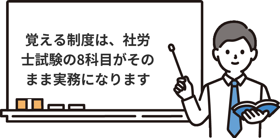 覚える制度は、社労士試験の8科目がそのまま実務になります