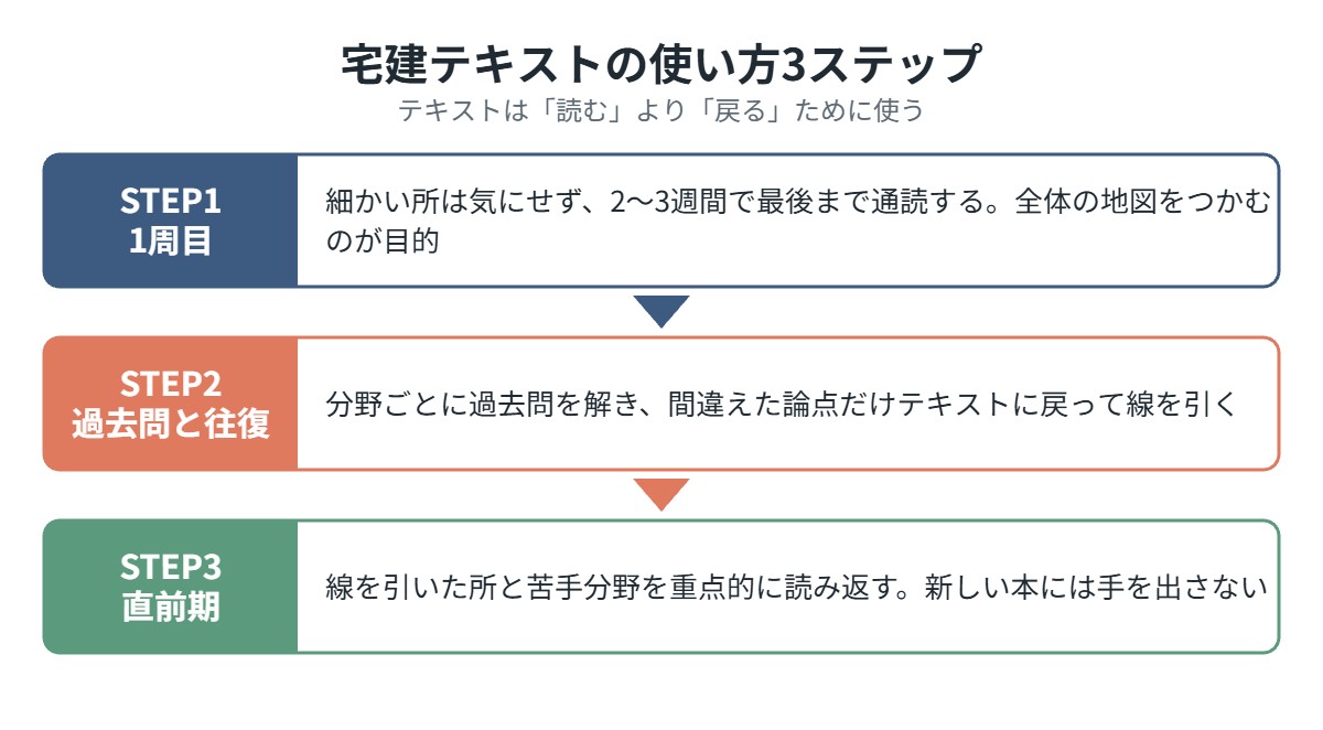 宅建テキストの使い方3ステップ