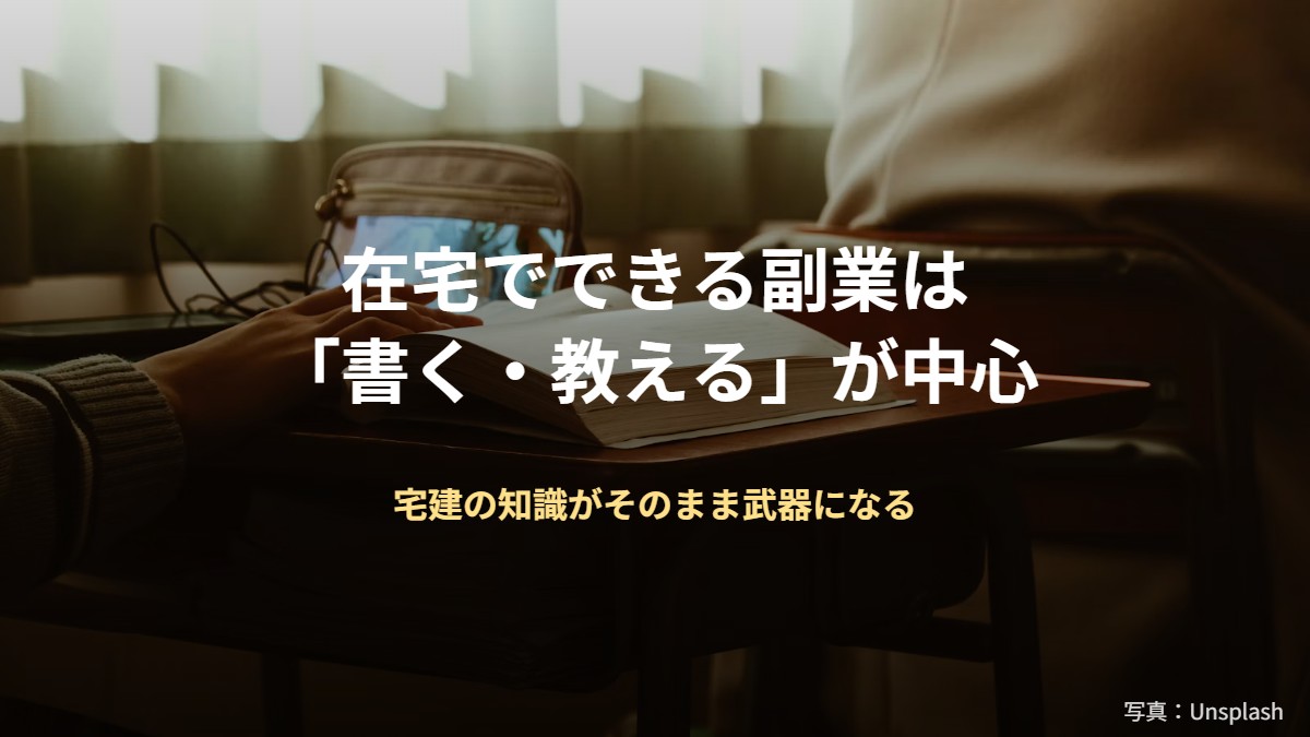 在宅でできる副業は書く・教えるが中心