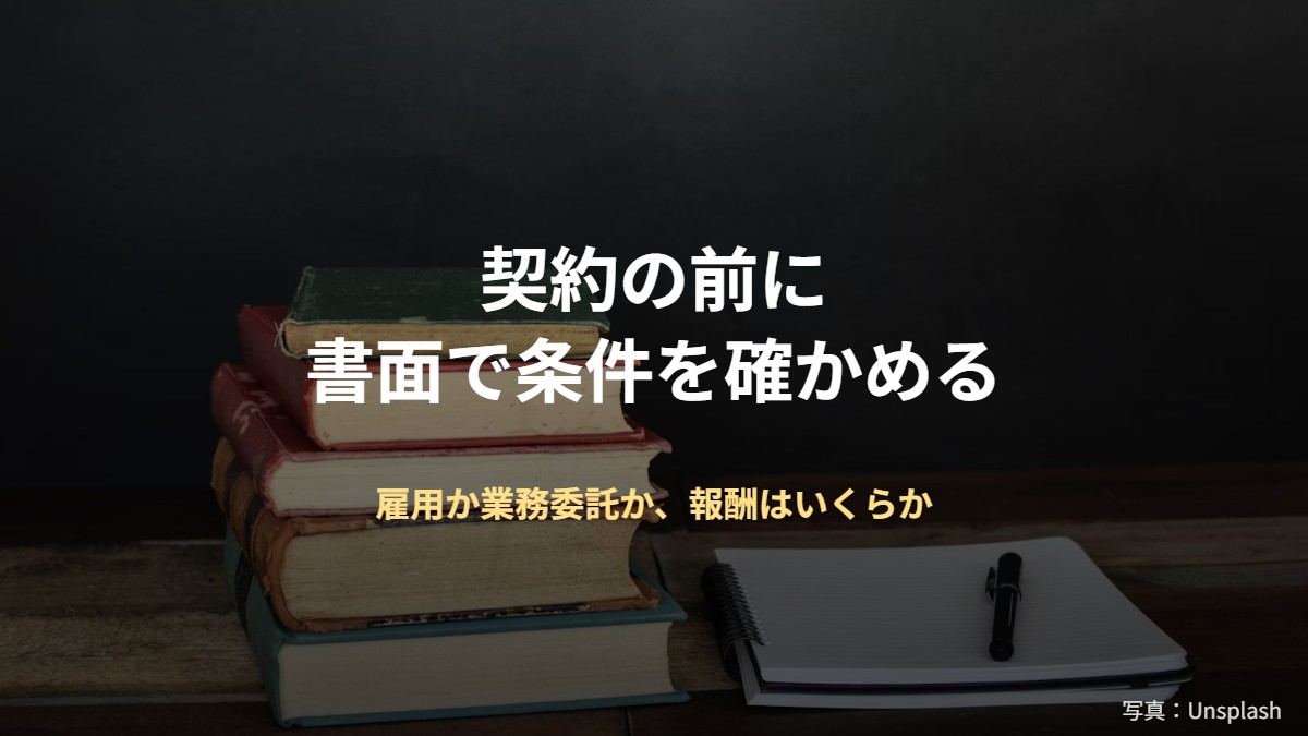 契約の前に書面で条件を確かめる