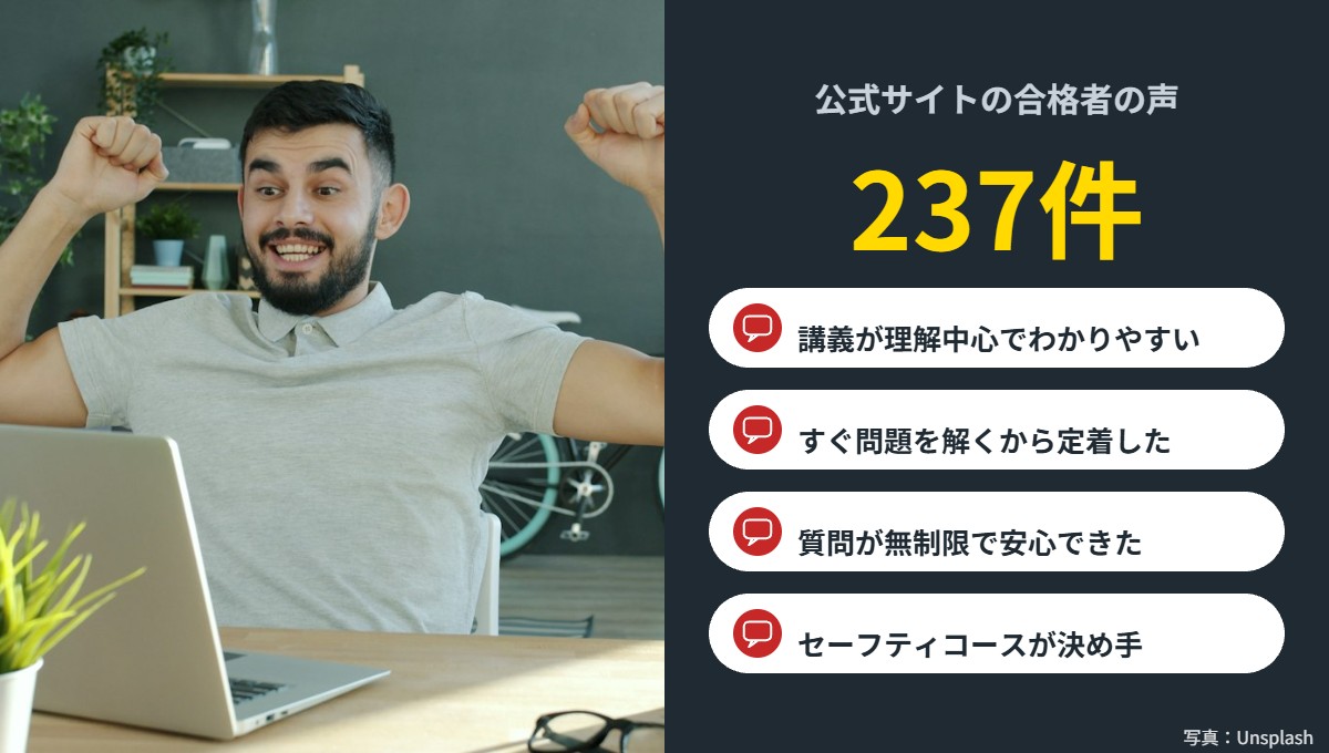 クレアール宅建講座の合格者の声237件