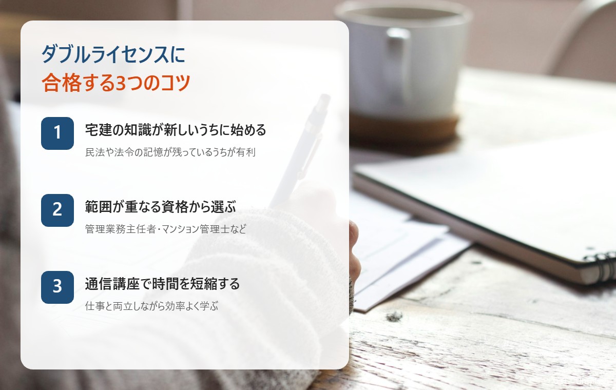 ダブルライセンスに合格する3つのコツ